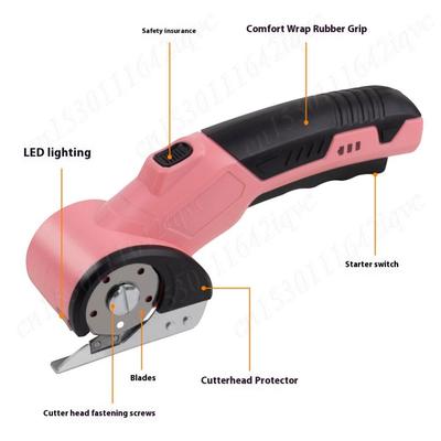 Cordless Electric Scissor with Safety Lock Rotary Cutter Rechargeable Power Cardboard Box Cutter for Carpet Leather Fabric Cloth
