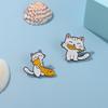 Cat Adorable Cartoon Brooch Cute Animal Design With Fish For Bags And Clothes Accessories