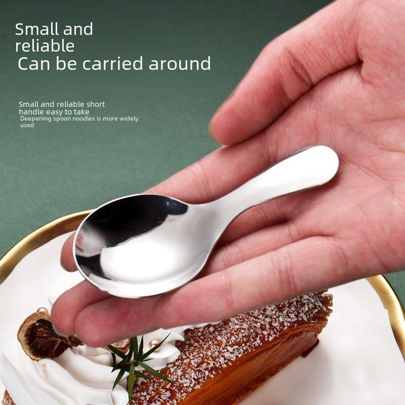 High-Value Stainless Steel Short Handle Spoon for Ice Cream, Seasoning, Coffee, Dessert, and Children's Tableware