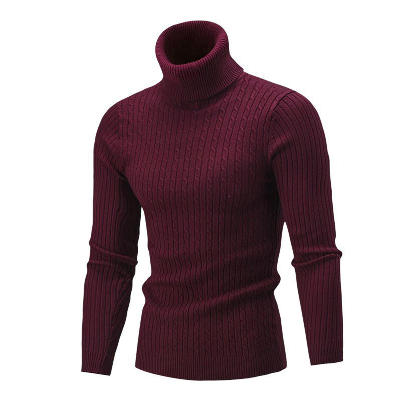 

Men s Solid Color Turtleneck Sweater L