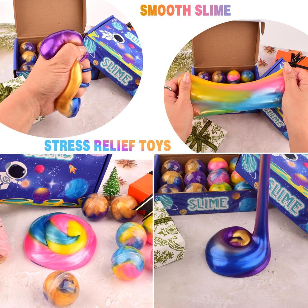 12 Pack Galaxy Slime Balls Slime Party Favors NonSticky Soft Slime Kit