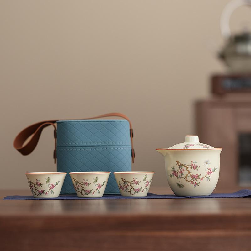 

Ru kiln tea set home light luxury high-end office reception tea cup gift box souvenir Ru kiln tea set