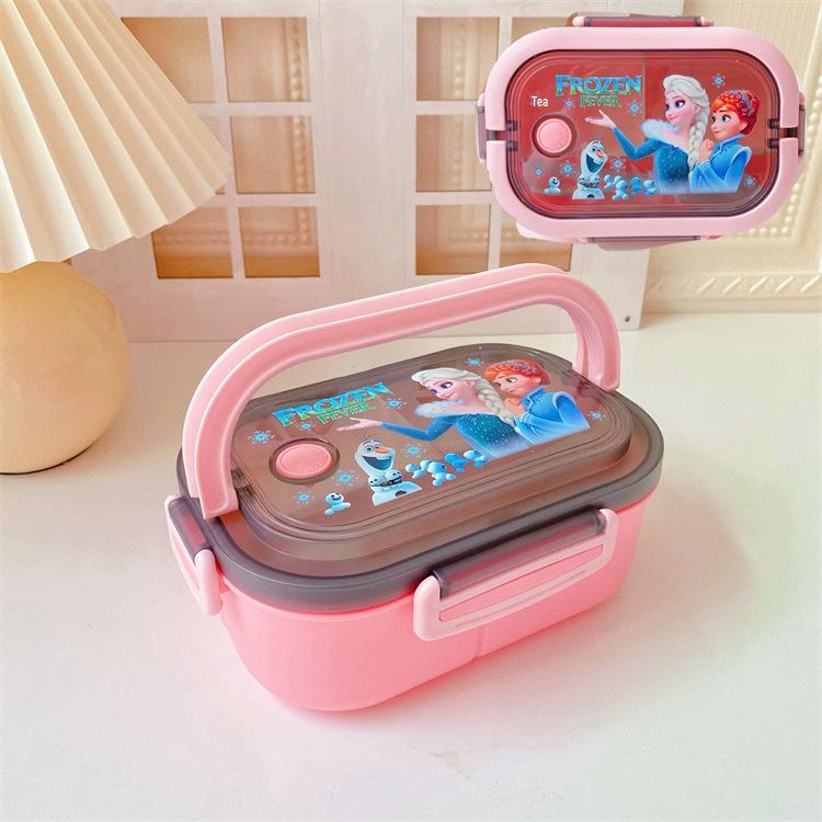 Portable Japanese Double-Layer Bento Lunch Box for Students & Office Workers - Large Capacity, Cartoon Design