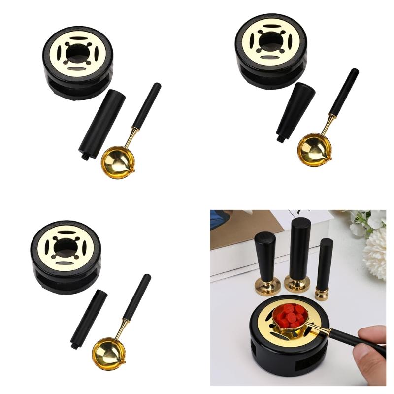 3 Pcs Wax Seal Warmer Melting Set Melting Spoon Wax Seal Stamp Handle for Stamp Sealing Gift Wrapping Private Envelope