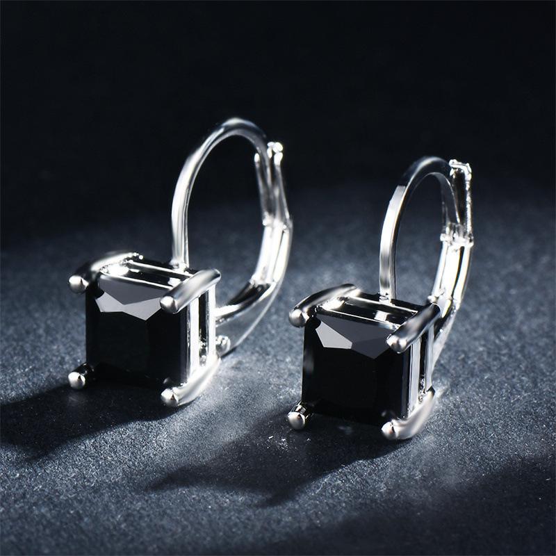 Wish new square crystal prismatic zircon earclip earrings earrings simple earrings