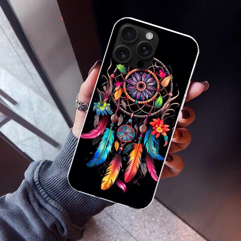 Retro Feather Dreamcatcher Phone Case For iPhone 17 Air 16 15 Pro Max 14 Plus 13 Mini 12 11 Cover 7 8 SE Silicone Shell Print Fu