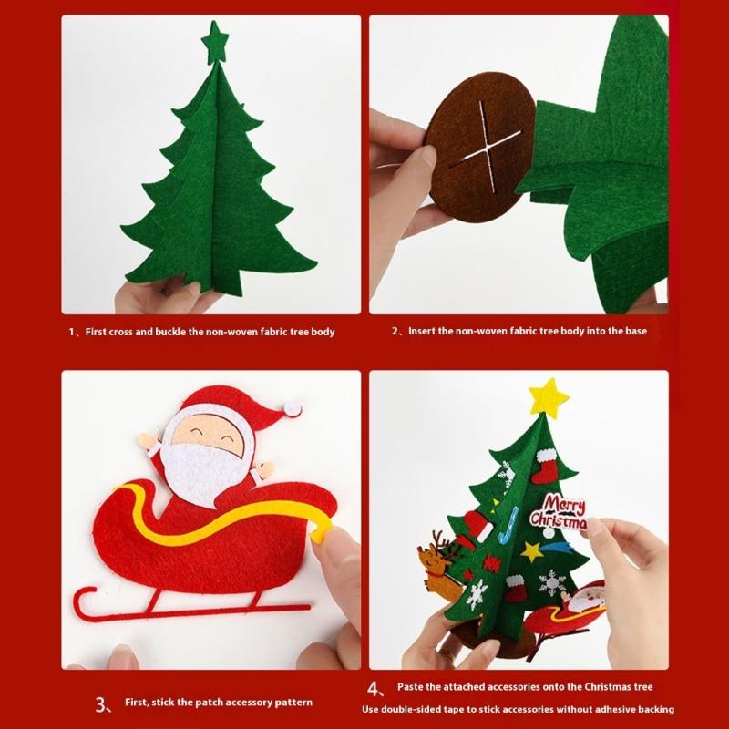 3D Fabric Christmas Tree Desktop Decors Handcrafted Holiday Centerpieces Ornaments Set For Home Office Festives Display