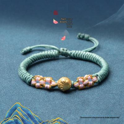 Handmade Woven Peach Knot Bracelet Rope - DIY Lucky Jade Thread Braided Hand Rope In Chinese Style