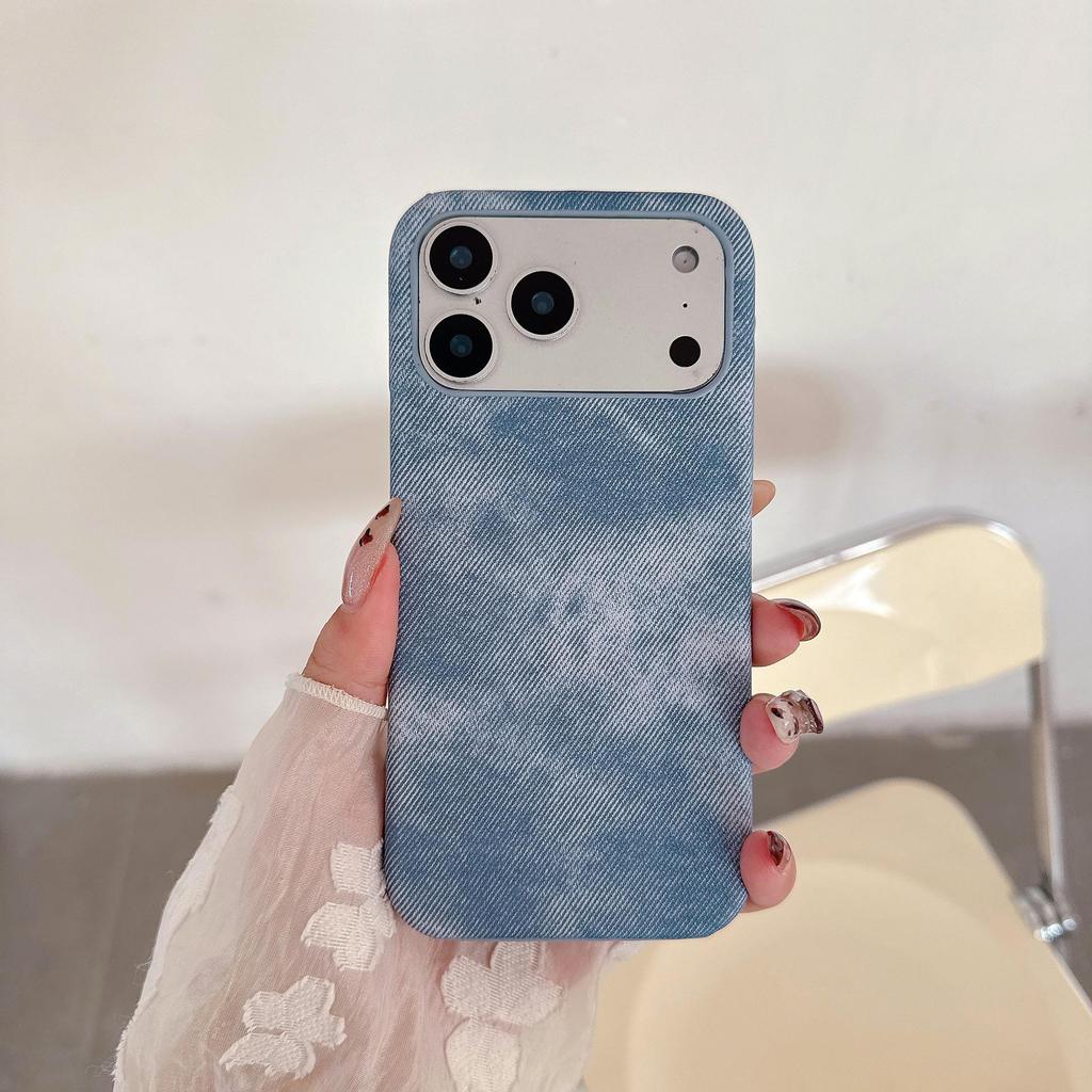 Denim Texture Fabric iPhone 17 Pro Max Case, Fits 16 Pro, Premium Feel Hard Case for iPhone 15.