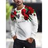 Men's Casual Autumn and Winter Printed Long-sleeved Crew Neck T-shirt