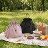 Large Capacity Drawstring Insulated Lunch Bag Floral Leopard Print Meal Container Bag  Picnic