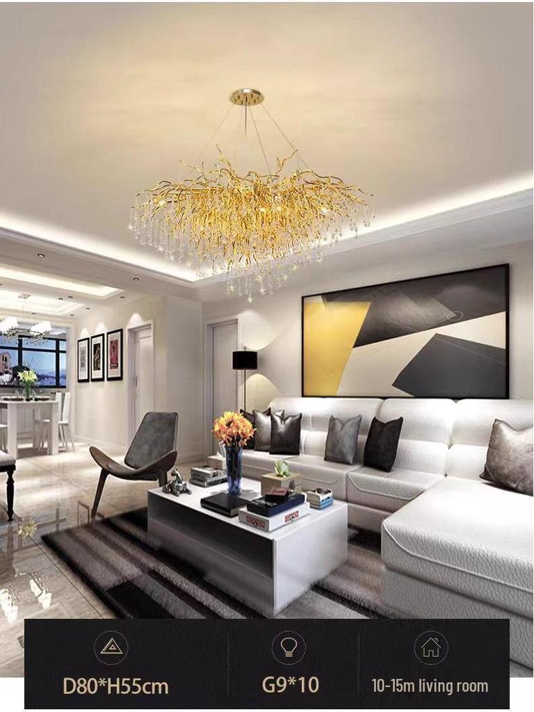 Elegant French Luxury Crystal Chandelier with Water Drop Design for Dining Rooms and Villas