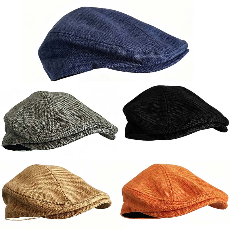 Berretto Retro in Lino Sottile Traspirante Cappellino con Visiera Unisex Bianco Cappello Forward Elegante Casual Beccaccino Copricapo per Uomini Donne