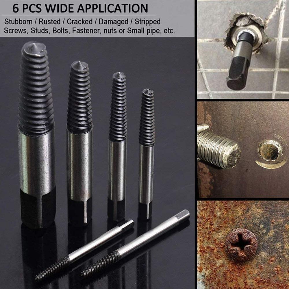 6 Pcs Black Screw Remover Spiral Groove Bolt Extractor Easy Screw Extractor Home Repairs