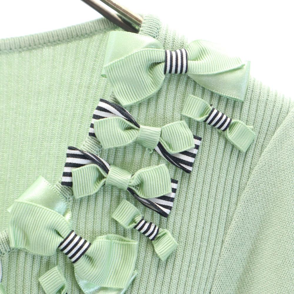 Rene Made In Japan Long Sleeve Zip Up Knit Cardigan 34 Light Green Women Used