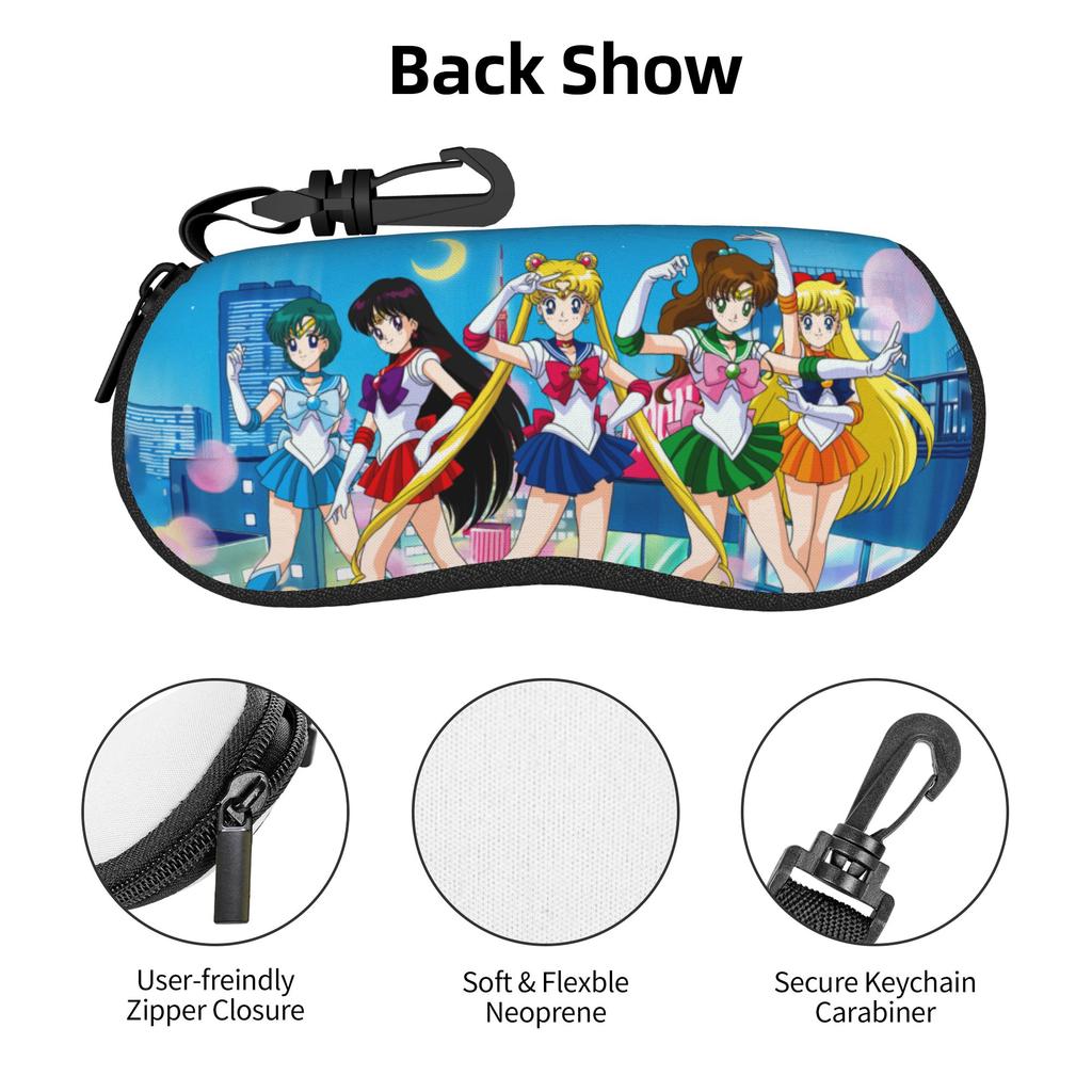 Anime Super Moon Girl Sunglasses Soft Case Neoprene Zipper Shojo Manga Sailor Shell Eyeglass Case Protective Box For Glasses