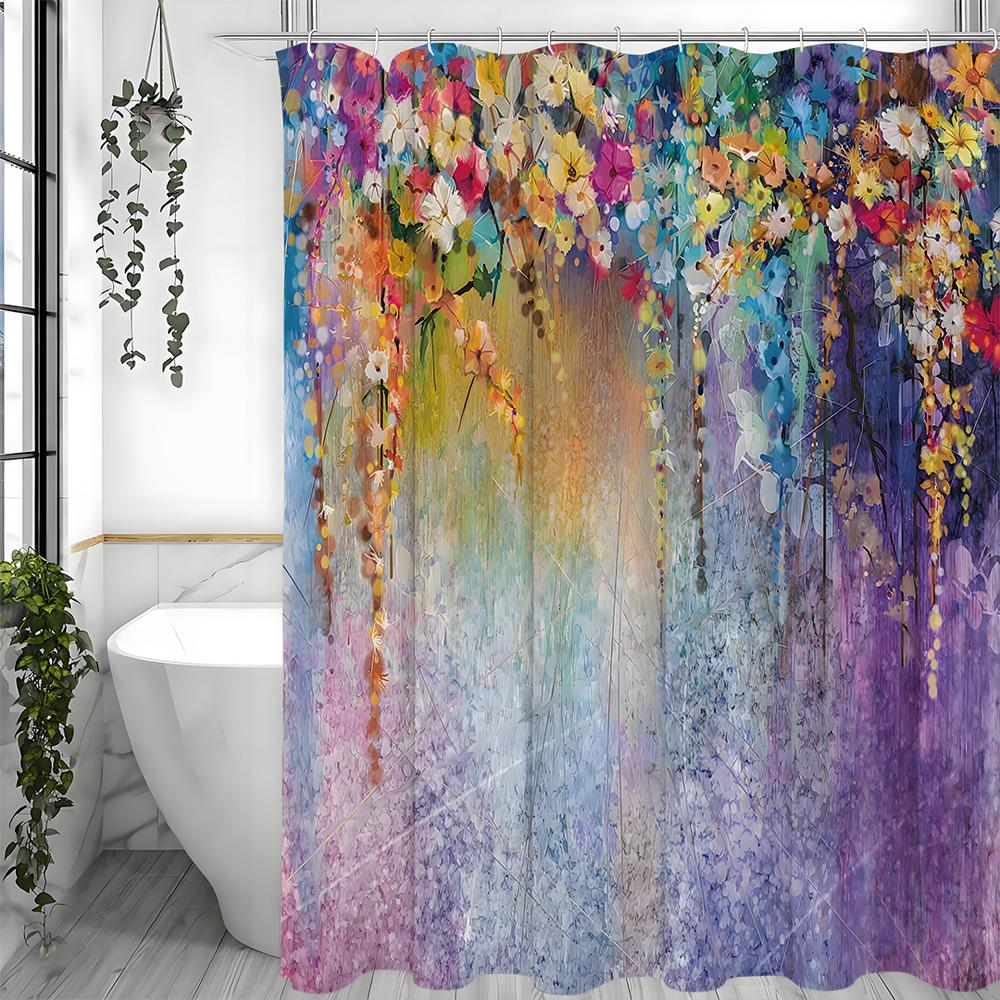 Floral Shower Curtain, Abstract Herbs, Alternative Medicines, Flowers, Ivy, Blossoms, Shrubs, Floral Designs, Bathroom Decorativ