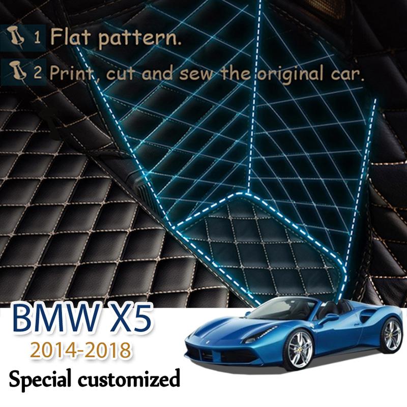 Leather Car Trunk Mat For BMW X5 F15 F85 2014-2018 5-Seat Cargo Liner Accessories Interior Boot