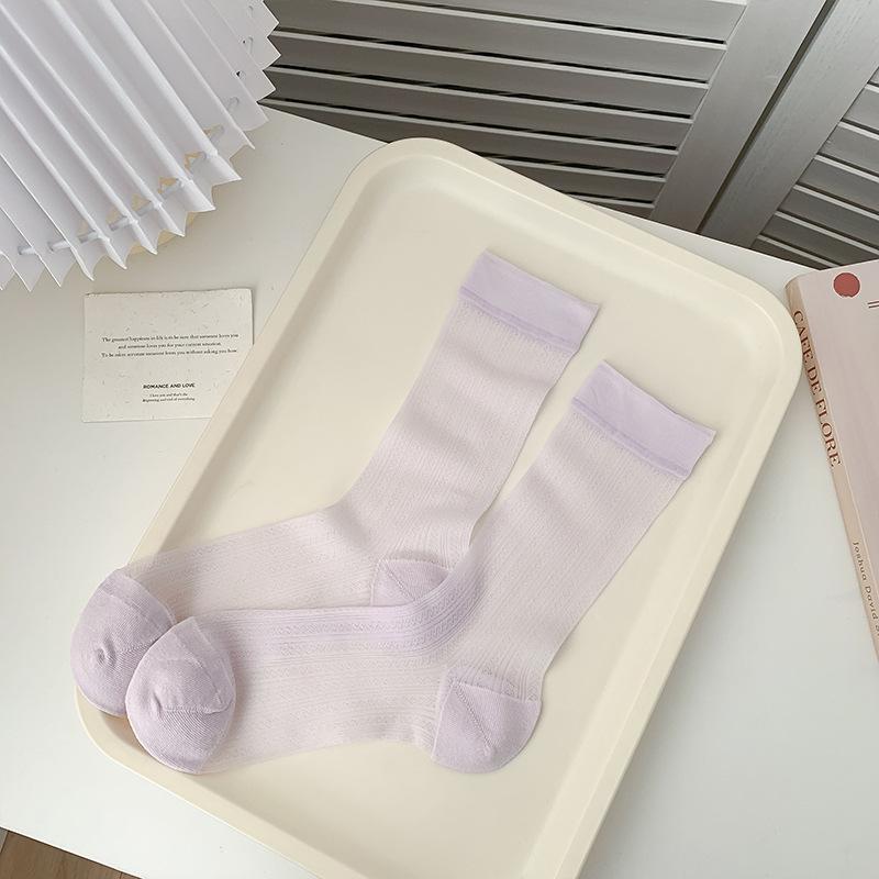 

Женские летние ультратонкие полые сетчатые однотонные носки-трубы без косточек 1 pair фиолетовый