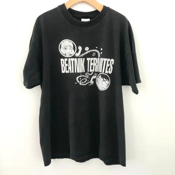 Винтажная черная футболка Beatnik Termites Tour 1998 года, все размеры, AE35, унисекс S