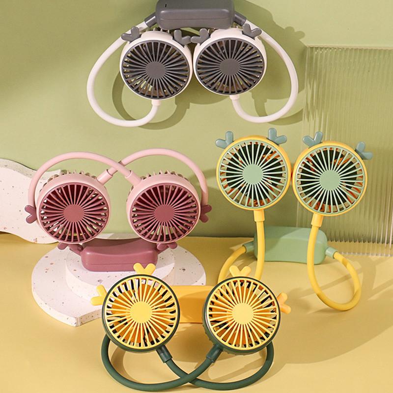 Mini Foldable Usb Neck Hanging Fan With Cartoon Style Design For Outdoor Activities