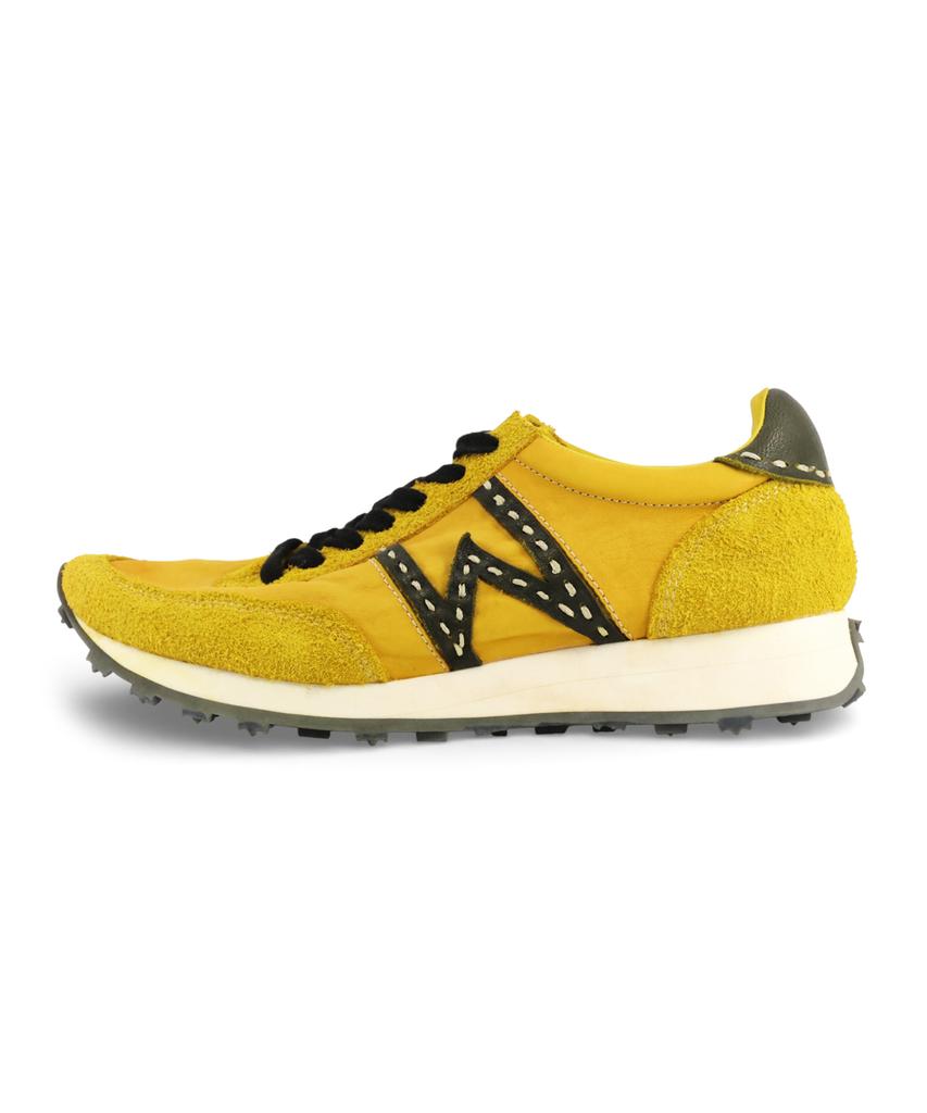 Yase [Deerskin, Kangaroo Leather] Wsr-7 Vintage Jogging Sneakers Yellow