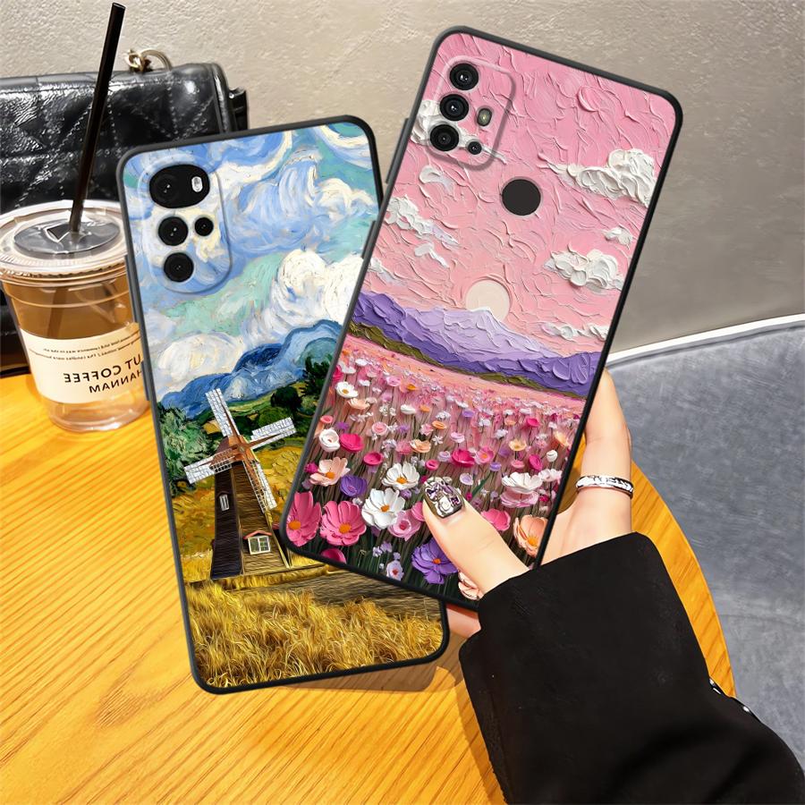 Case for Motorola Moto Edge 20 Pro 30 Lite G32 G52 G60s G51 G73 G22 Edge40 G53 G30 G50 G71 Phone Cover Creative Oil Painting