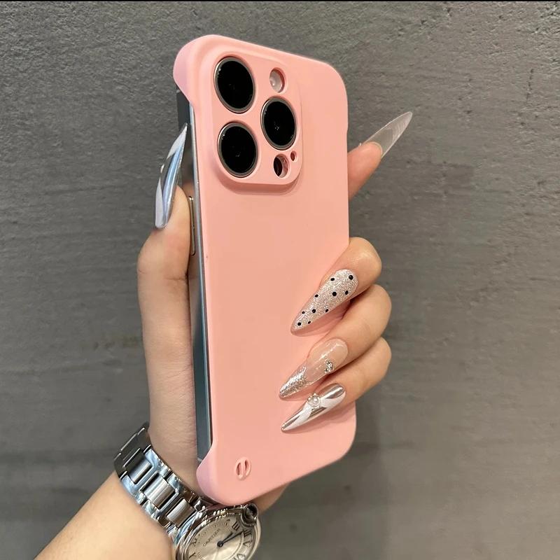 Luxury No Borders Matte Phone Case For iPhone 11 12 13 14 15 Pro Max 7 8 Plus X Xs Max XR Mini Ultrathin Bumper Cases Cover