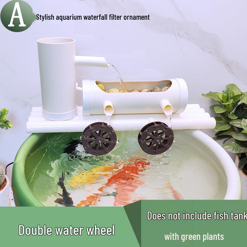Runder Keramik-Fischtank-Wasserfallfilter & Sauerstoffpumpe Ornament