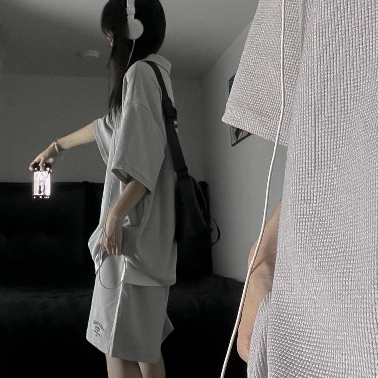 Tricou polo de vară Pantaloni scurți Seturi asortate Femei Îmbrăcăminte ocazională Costum îmbrăcăminte sport solidă Topuri cu mâneci scurte Pantaloni cu talie elastică Ținute