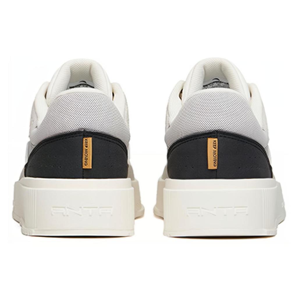 Anta Casual Comfortable Slip Resistant Waterproof Shock Absorbing Wear Resistant Low Top Sneakers Men sneakers Ivory Gray Black 912148031-2