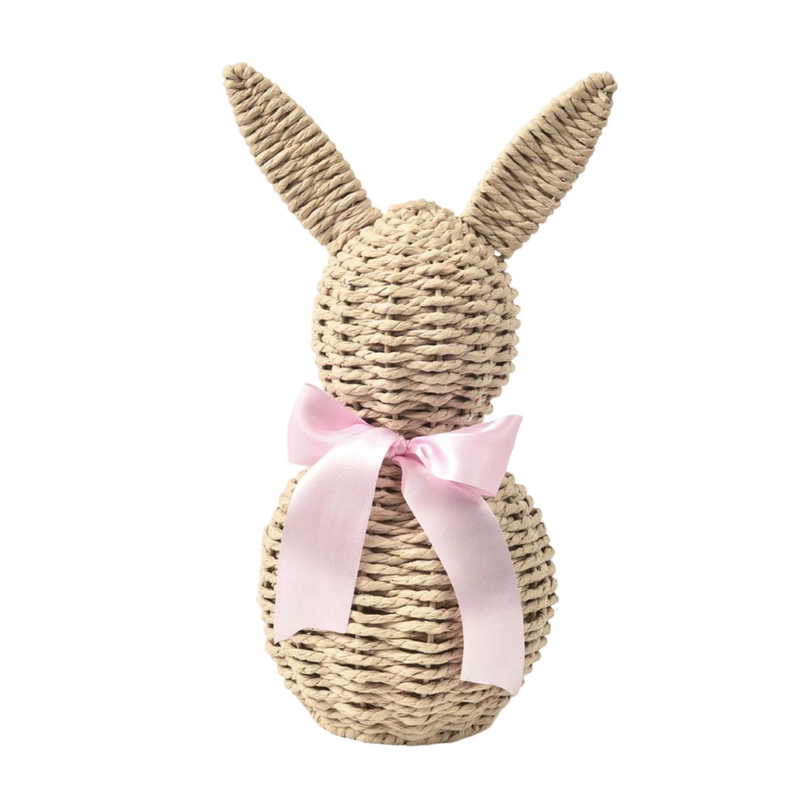 Woven Easter Bunny Ornament Cute Durability, Decorative, Rabbit Decor, Easter Decoration, Tabletop Decoration for Cabinet розовый