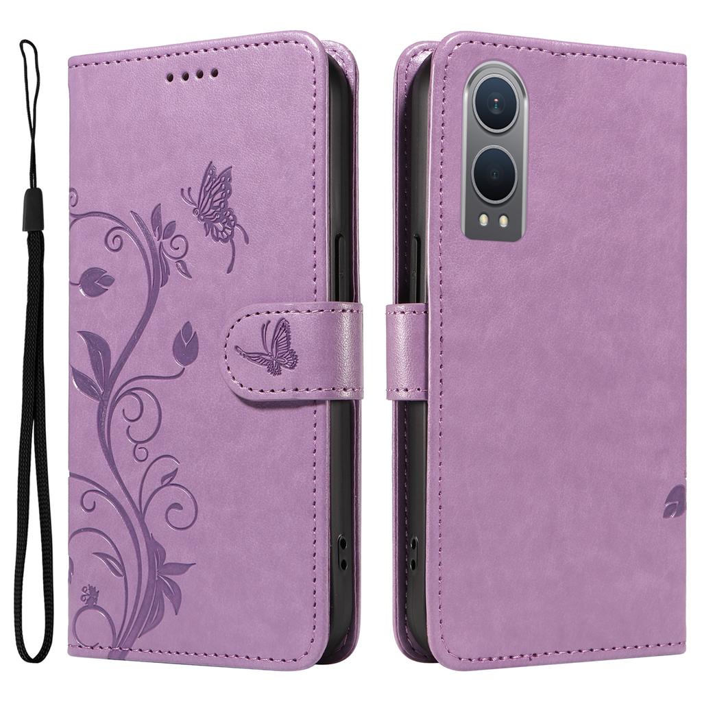 For OnePlus Nord CE4 Lite 5G/Oppo K12x 5G (China) PU Leather Cases Flower Pattern Wallet Stand Phone Cover with Strap