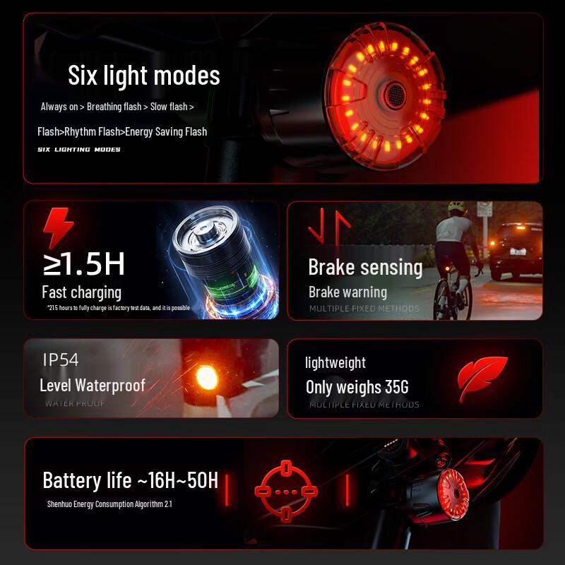 SupFire Smart Brake Sensing Bicycle Tail Light