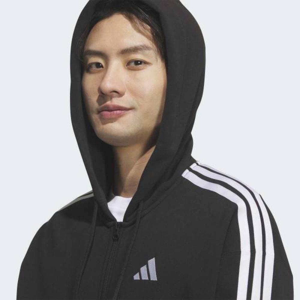 Adidas Unisex Essential+ 3s Cotton Full Zip Hoodie
