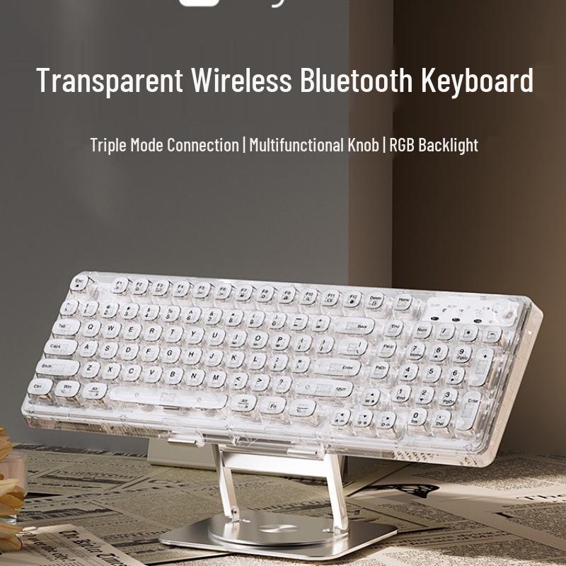 Z99 Transparent Crystal Wireless Bluetooth Keyboard and Mouse Set - Mechanical and Stylish for Girls' Office Use