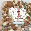 My First Rodeo Cow Print Baby Backdrop - 7x5ft, Perfect for Birthday and Cowboy Party Supplies