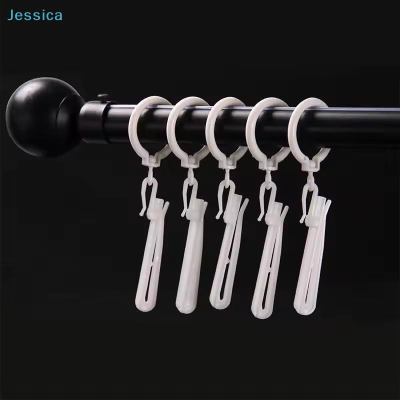 50Pcs White Plastic Curtain Hooks Adjustable Curtain Clip Hooks Suitable For Curtains Door Curtains And Shower Curtains