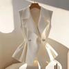 2025 Waist Cinched Suit Vest Women's Spring Thin Style Professional Sleeveless Camisole Vest White