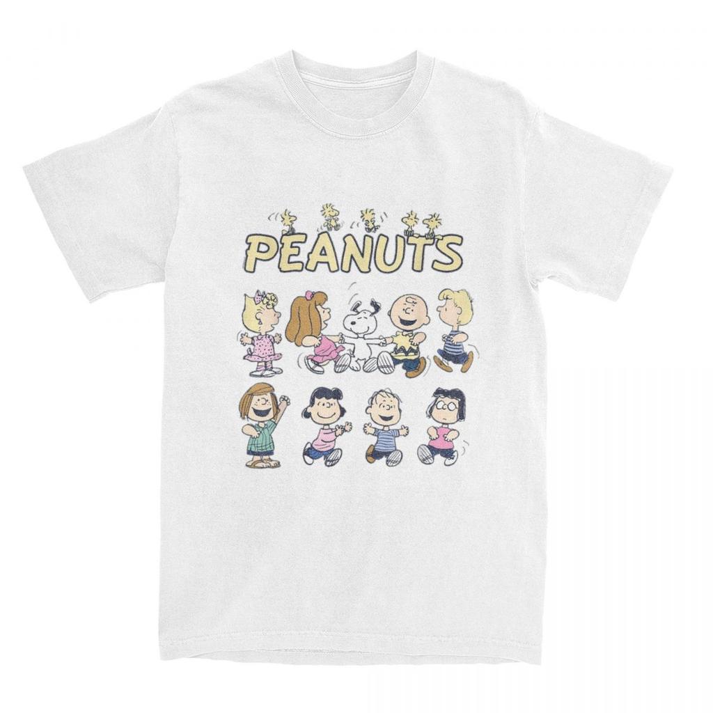 Miniso Snoopy Und Freunde Tanzende T-Shirts Harajuku Lässig Sommer Herren Damen Lustige Baumwolle Kurzarm Stilvolle Vintage Oberteile