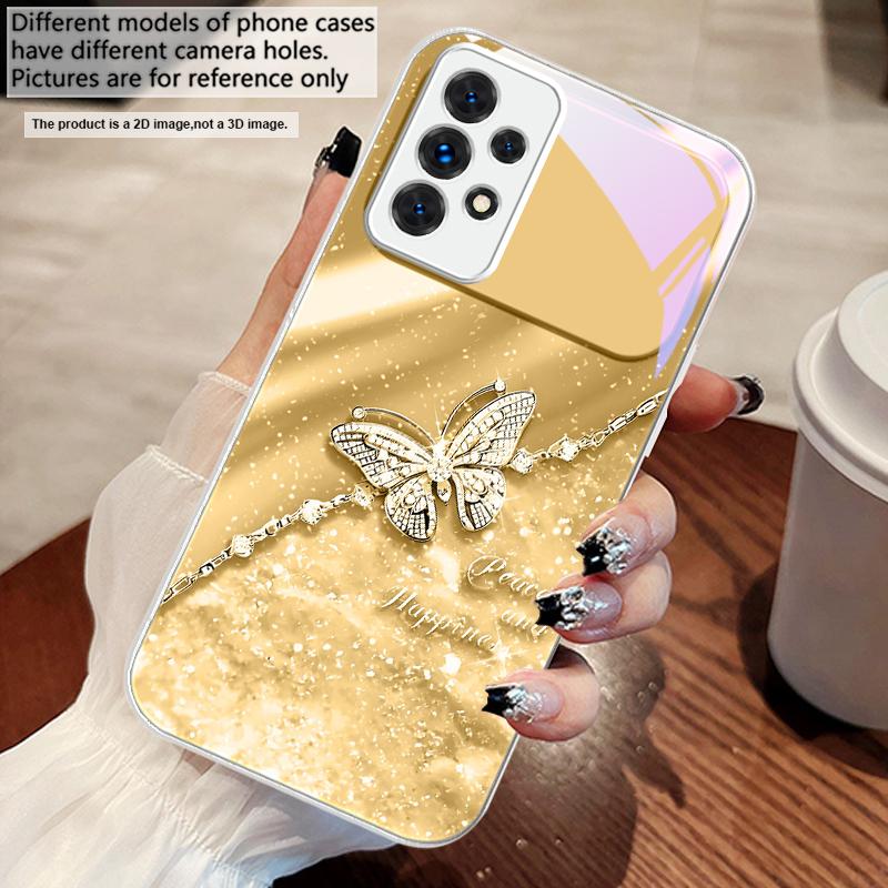 An elegant blue butterfly For Samsung A73 72 71 A70 56 55 54 A53 52 51 50 42 A35 A34 33 32 31 26 25 24 23 22 30 glass phone case