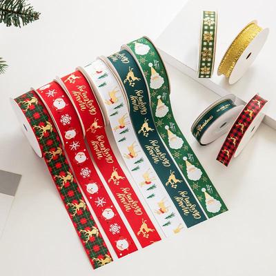 NUCHI Christmas Satin Ribbon with Gold Foil for Gift Boxes and Decorations