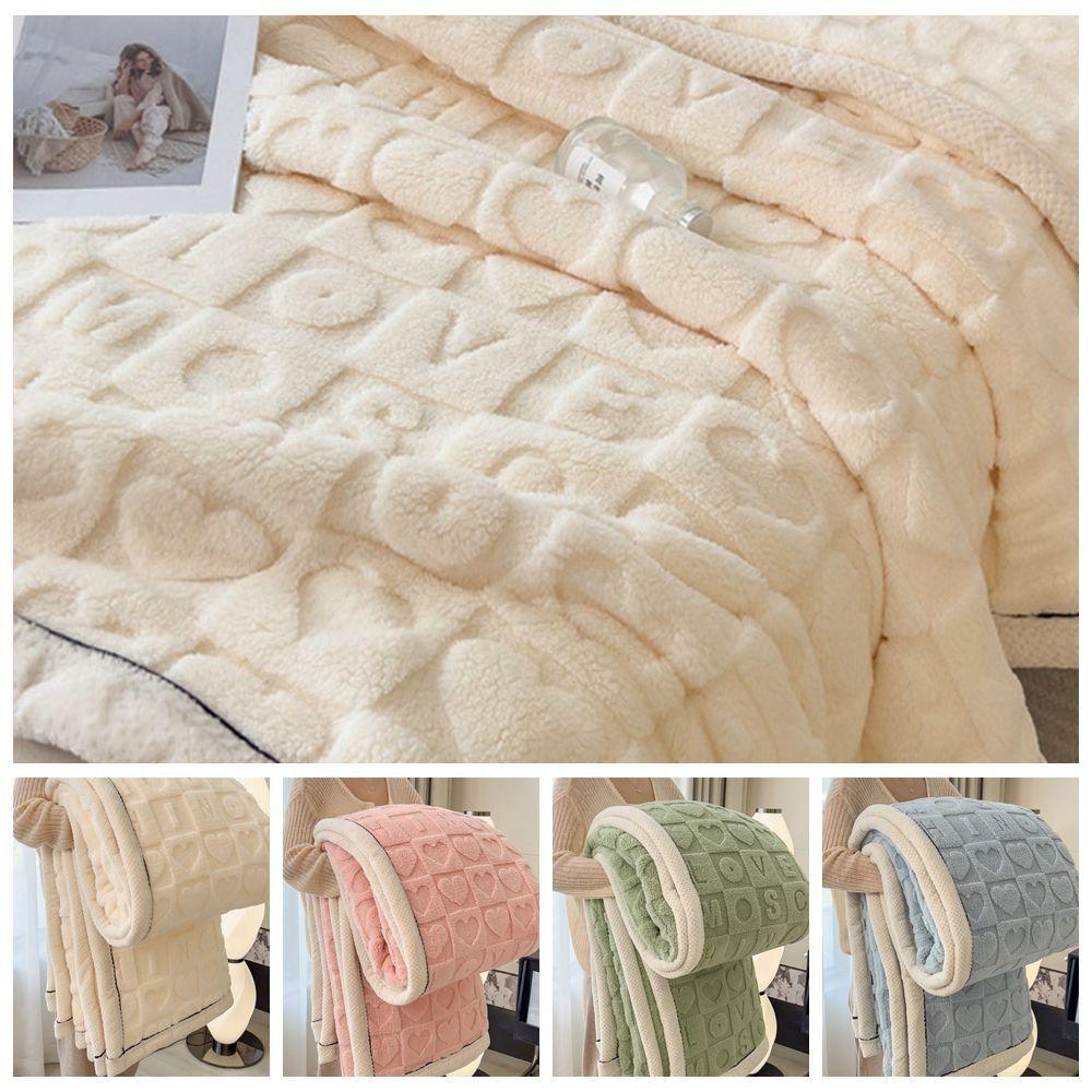 

Fleece Thick Lamb Blanket Double Sided Throw Blanket New Plush Striped Blankets Home Office хакі