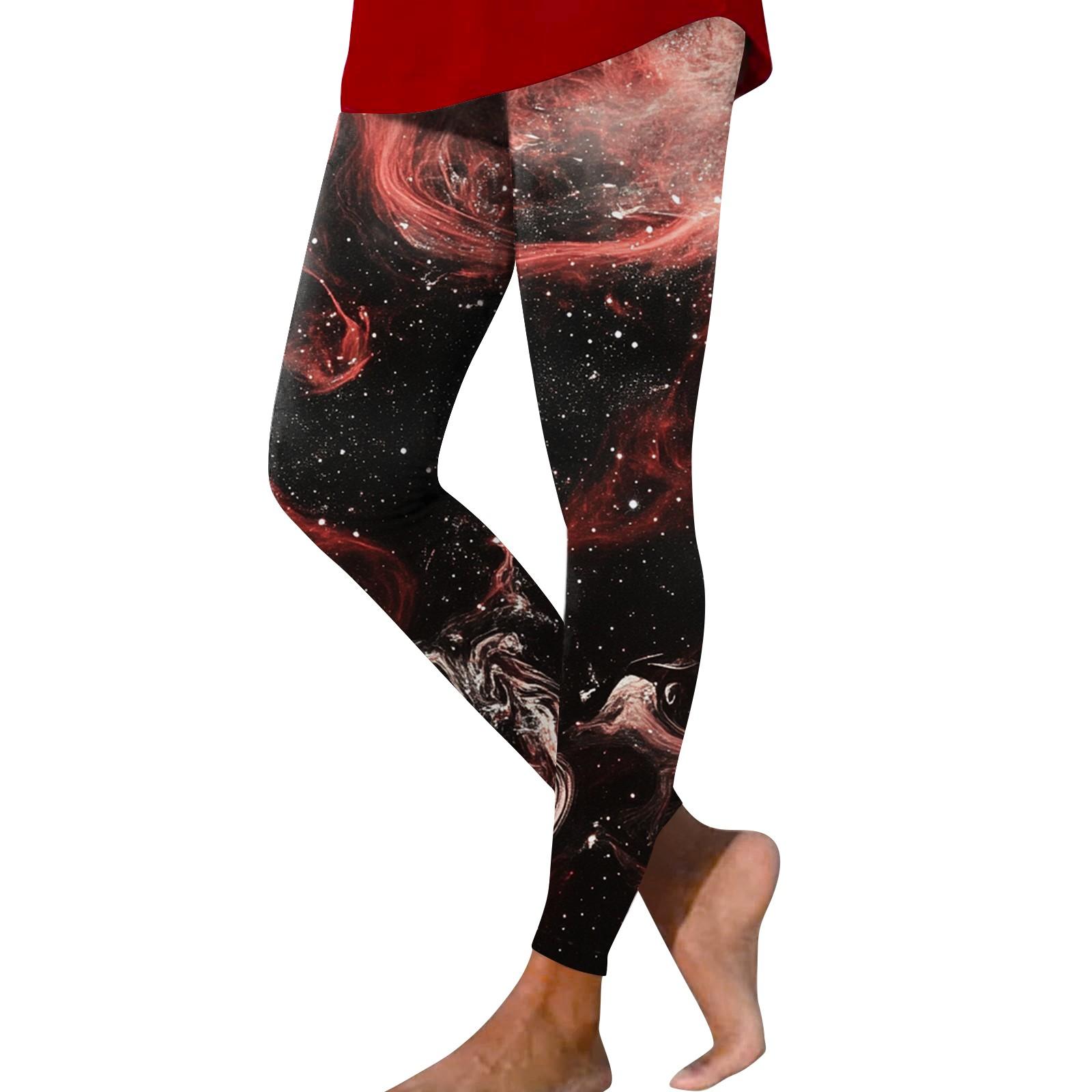 

Жіночі модні принтовані еластичні повсякденні штани для йоги на талії M винний