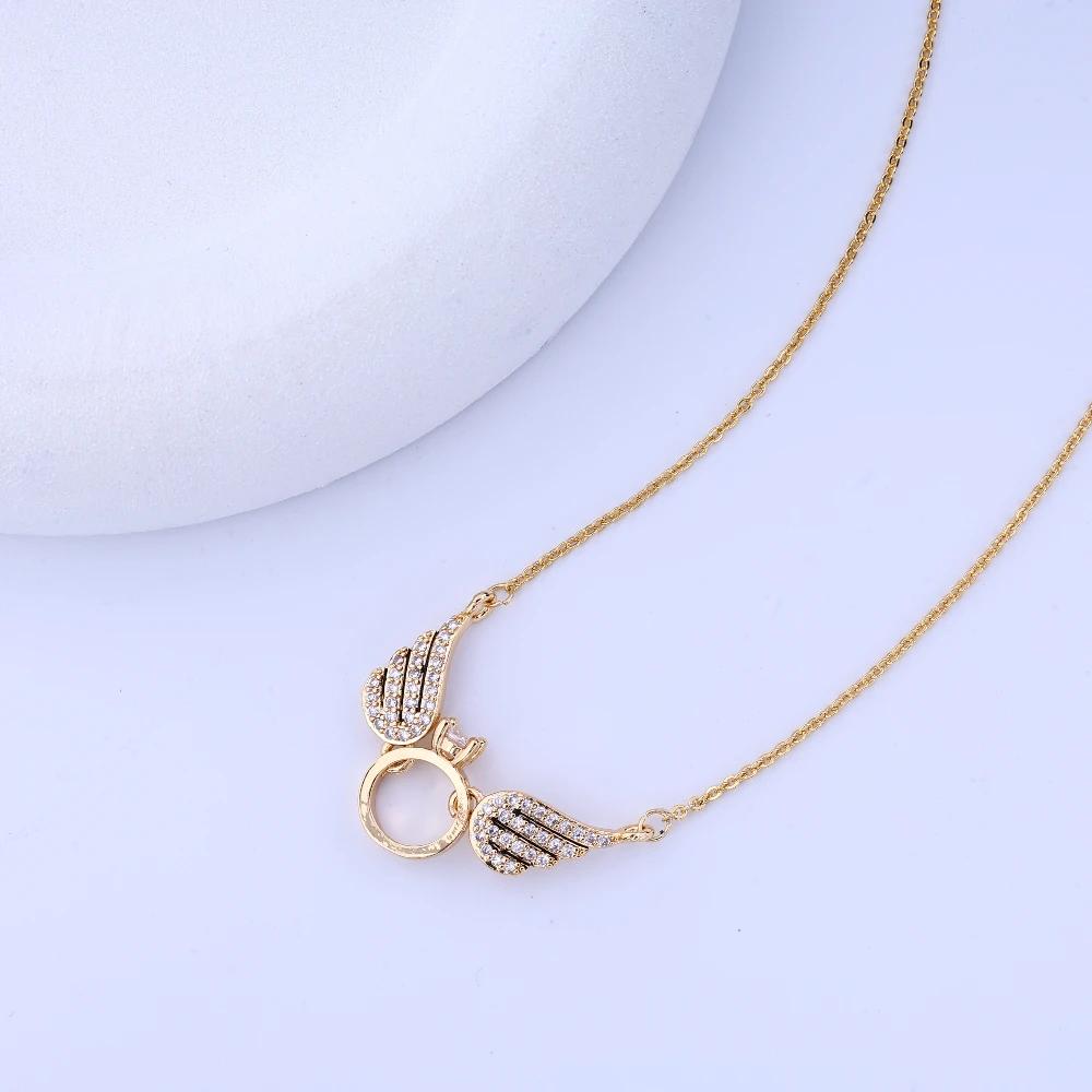 Full of Diamond Angel Wings Retro Light Luxury Pendant Necklace Japanese and Korean Fashion Smart Wings Cross-border Versatile J