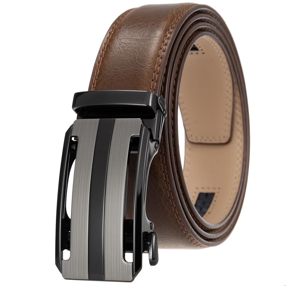 1Pcs Fashion Automatic Buckle Belt, Men'S Belt, Two-Layer Cowhide, Belt Belt Ly36-35409-1