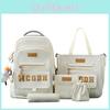 Girl School Backpack Five Piece Set With Letter Splicing Design For Teenagers