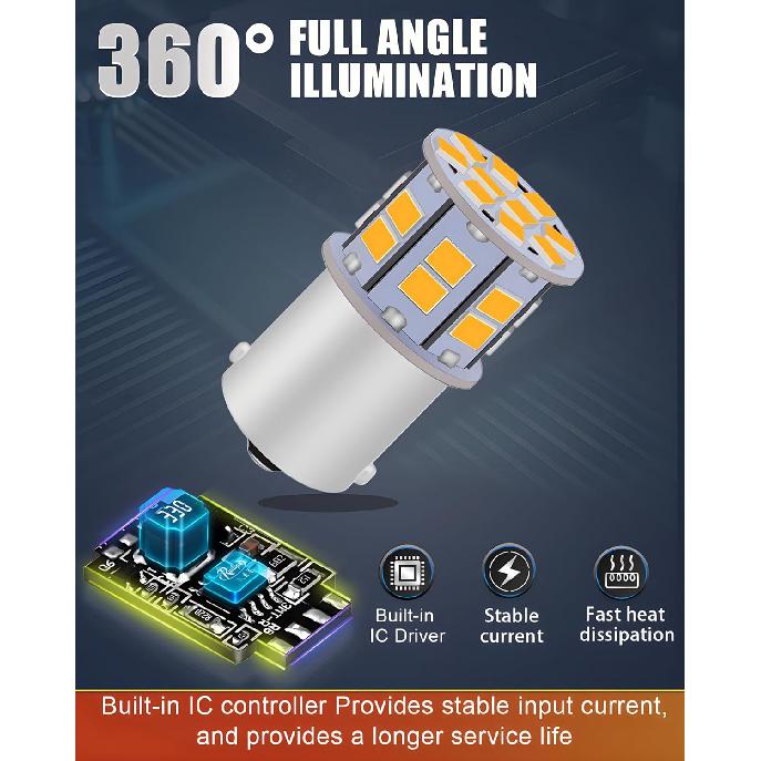 1156 LED Bulb Amber 12V-24V Super Bright 7506 1141 BA15S P21W 1003 LED Bulb for Turn Signal Blinker Lights, Tail Brake Lights, DRL Marker Blinker
