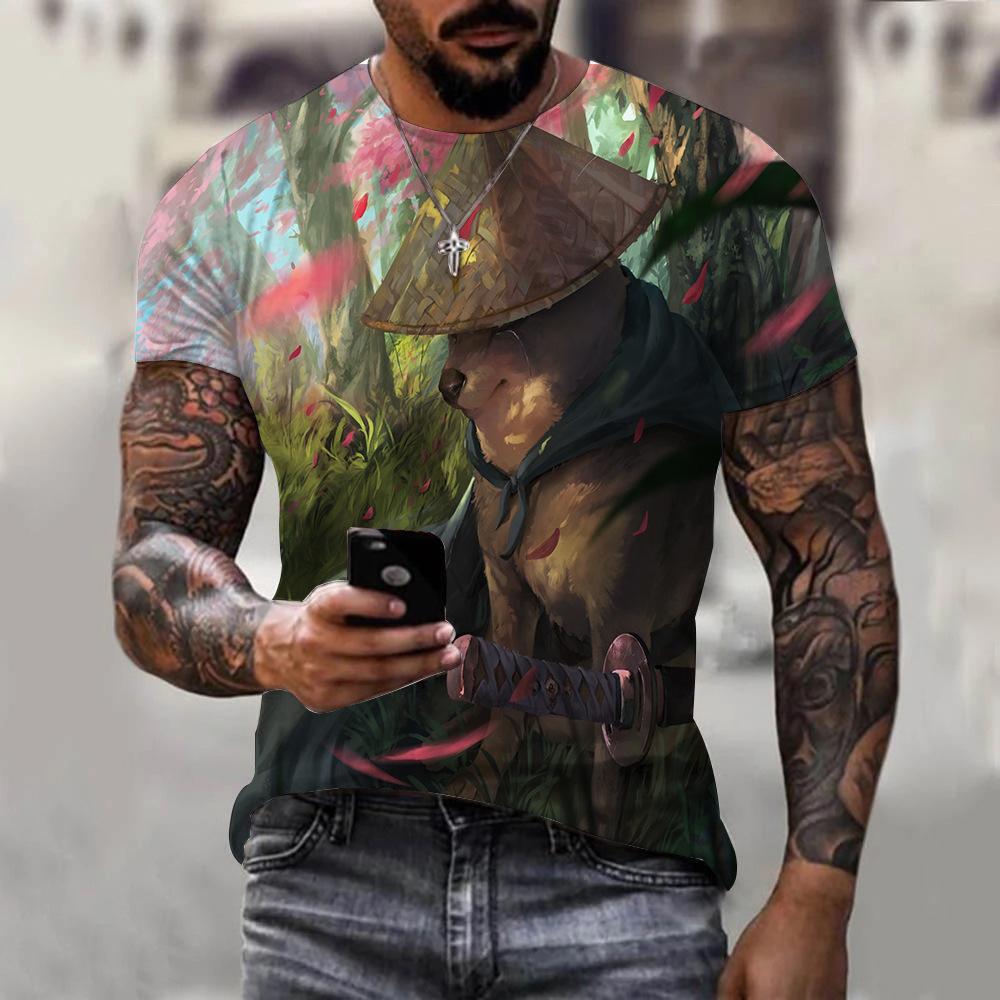 New 3D T-shirt Loose Men's and Women's Short Sleeved Animal Print Plus Size T-shirt Short Sleeved Top