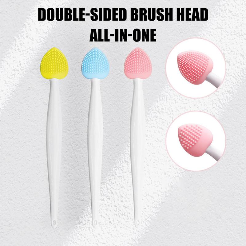Skin Care Lip Exfoliating Facial Cleansing Face Scrub Nose Clean Brush Blackhead Remove Silicone Double-Sided Skin Care Tool